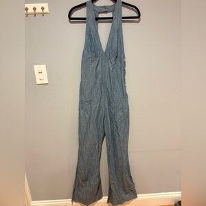 Free People Women's Blackless Light Blue Denim Overalls